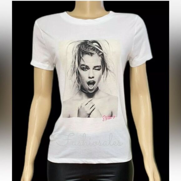PINK Victoria's Secret Tops - Victoria’s Secret Supermodel Photo Crew neck Tee t-shirt Short Sleeve white L
